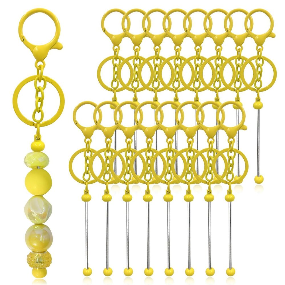 9187 28 Pcs Beadable Keychain Bars - Keychain Making Kit Bulk - Metal